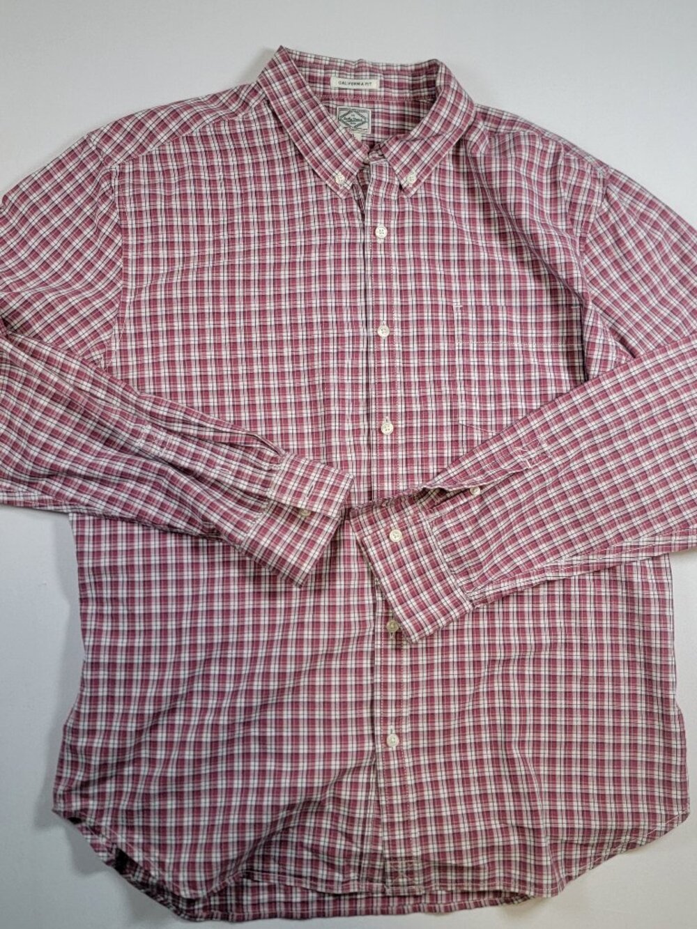 Lucky Brand California Fit Red White Plaid Shirt Mens XL